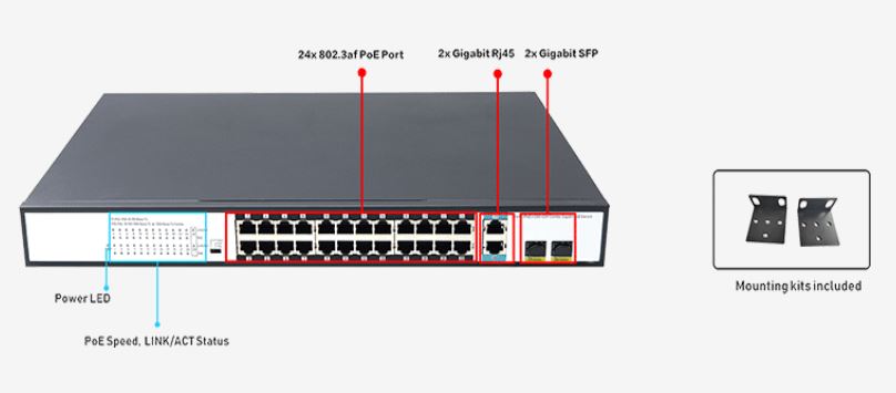 Switch PoE FMC-24PFE2GC Cablexa