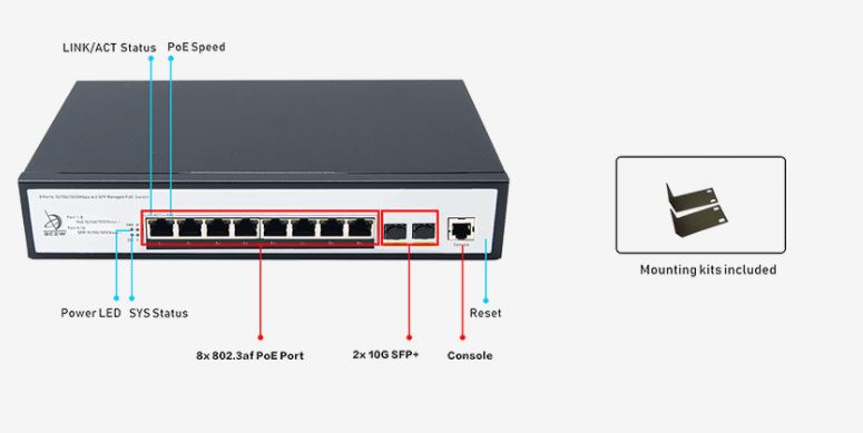 Switch PoE FMC-8GP2TF-L2M Cablexa