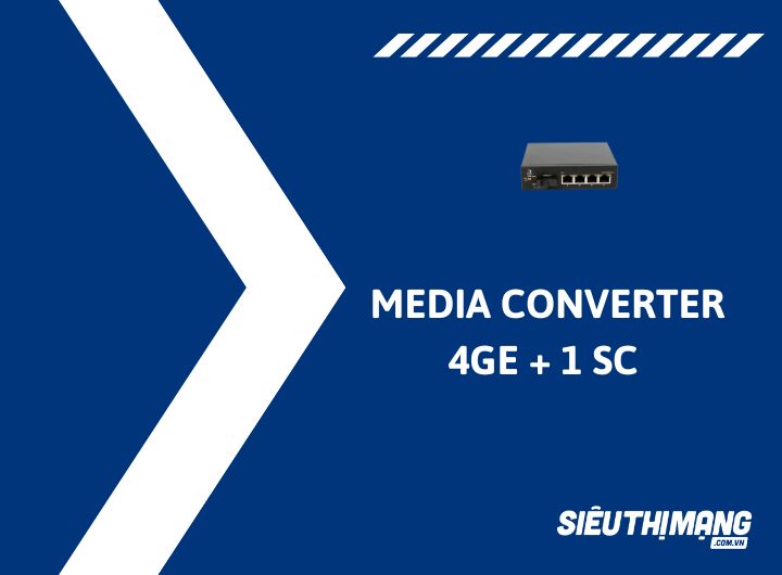 Converter quang 2 sợi 4 ports 10/100/1000M SC Duplex 20KM