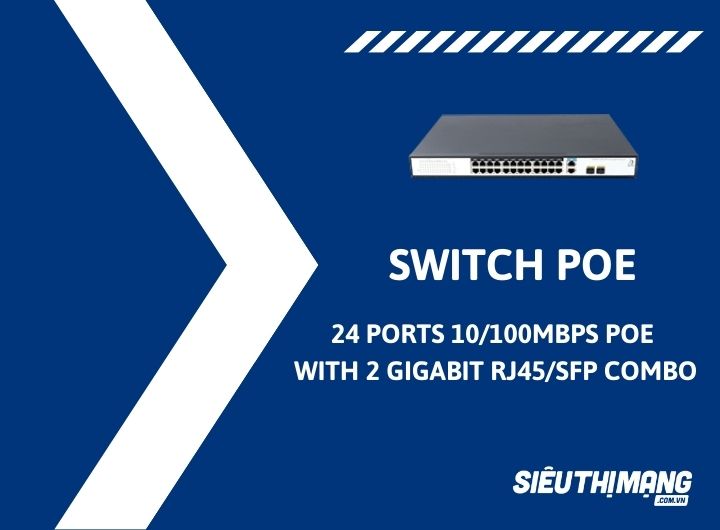 Switch Poe 24 Ports 10/100Mbps with 2 Gigabit Combo Uplink