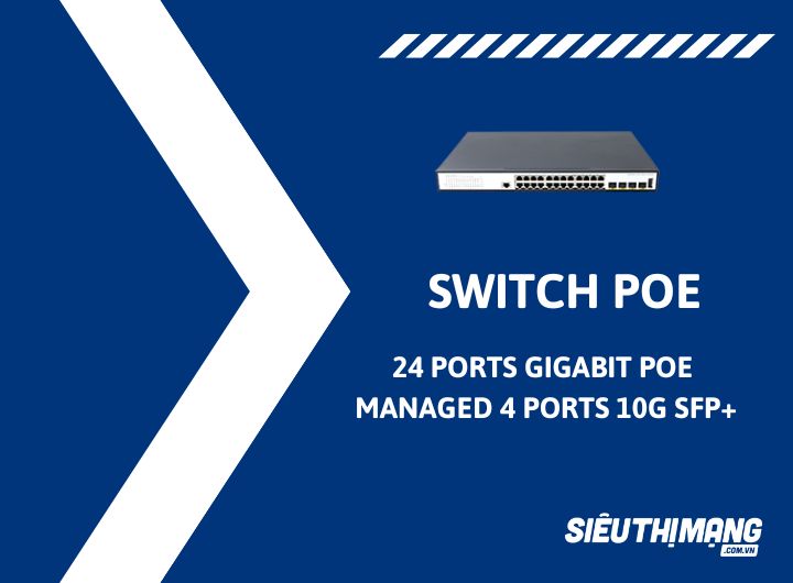 Switch PoE 24 Ports 10/100/1000Mbps Managed PoE Switch with 4 10G SFP Uplink and 1 Console