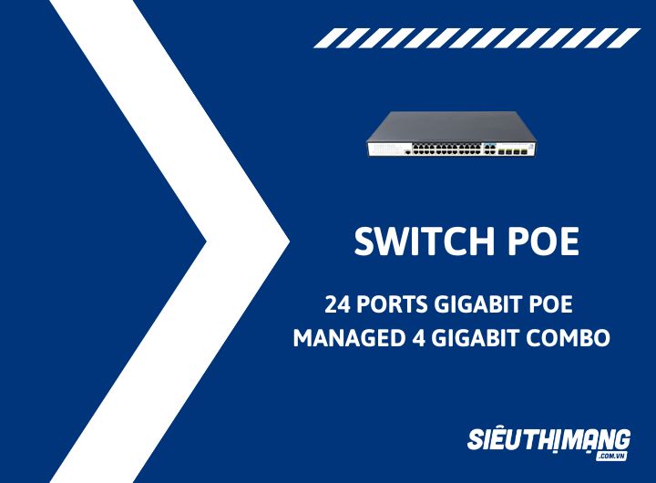 Switch PoE 24 Ports 10/100/1000Mbps Managed PoE Switch with 4 Gigabit Combo Uplink