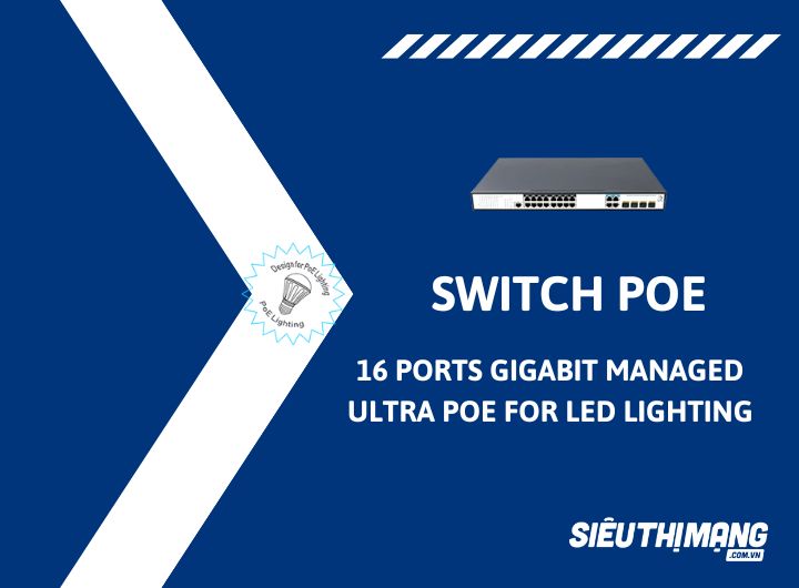 Switch PoE 16 Ports 10/100/1000Mbps Managed managed Ultra PoE switch LED Lighting