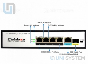 Switch PoE 4 Port Cablexa FMC-4PGE1GE1GF