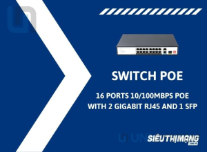 Switch PoE 16 Ports 10/100Mbps 2 Gigabit RJ45, 1 SFP