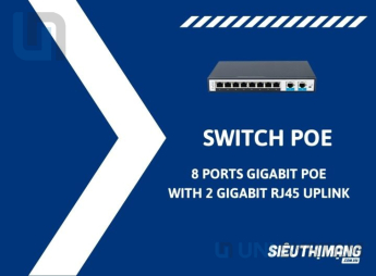 Switch PoE 8 Ports 10/100/1000Mbps, with 2 Gigabit RJ45 Uplink