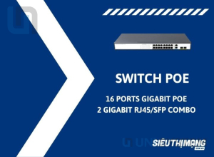 Switch PoE 16 Ports 10/100/1000Mbps, 2 Gigabit Combo Uplink