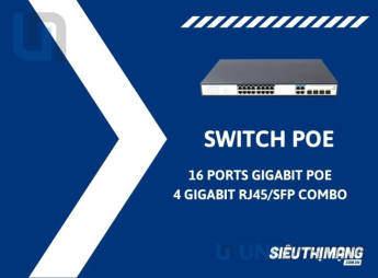 Switch PoE 16 Ports 10/100/1000Mbps, with 4 Gigabit Combo Uplink