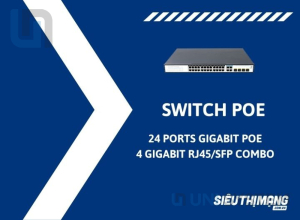Switch PoE 24 Ports 10/100/1000Mbps, 4 Gigabit Combo Uplink