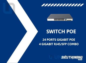 Switch PoE 24 Ports 10/100/1000Mbps, 4 Gigabit Combo Uplink
