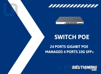 Switch PoE 24 Ports 10/100/1000Mbps Managed PoE Switch with 4 10G SFP Uplink and 1 Console