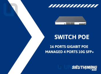 Switch PoE 16 Ports 10/100/1000Mbps Managed with 4 10G SFP Uplink and 1 Console