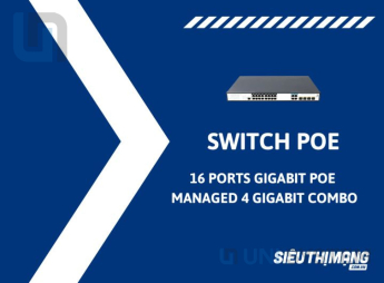 Switch PoE 16 Ports 10/100/1000Mbps Managed, 4 Gigabit Combo Uplink