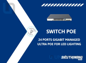 Switch PoE 24 Ports 10/100/1000Mbps managed Ultra PoE switch LED Lighting